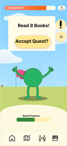 Side QUest project preview, depicting a green character with their arms raised.